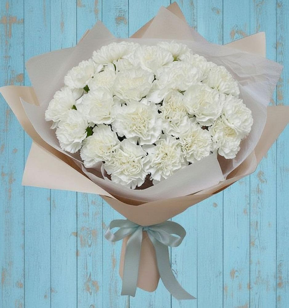 Букет Хрустальное утро в Тумботино Букет цветов из: Гвоздики в Тумботино