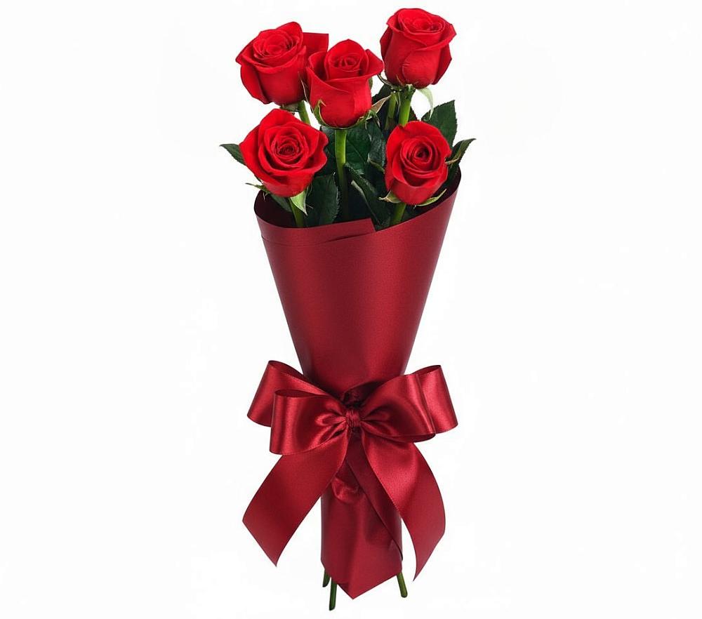 5 Красных роз Эдлесс Лав в Тумботино Букет 5 Красных роз Эдлесс Лав в Тумботино