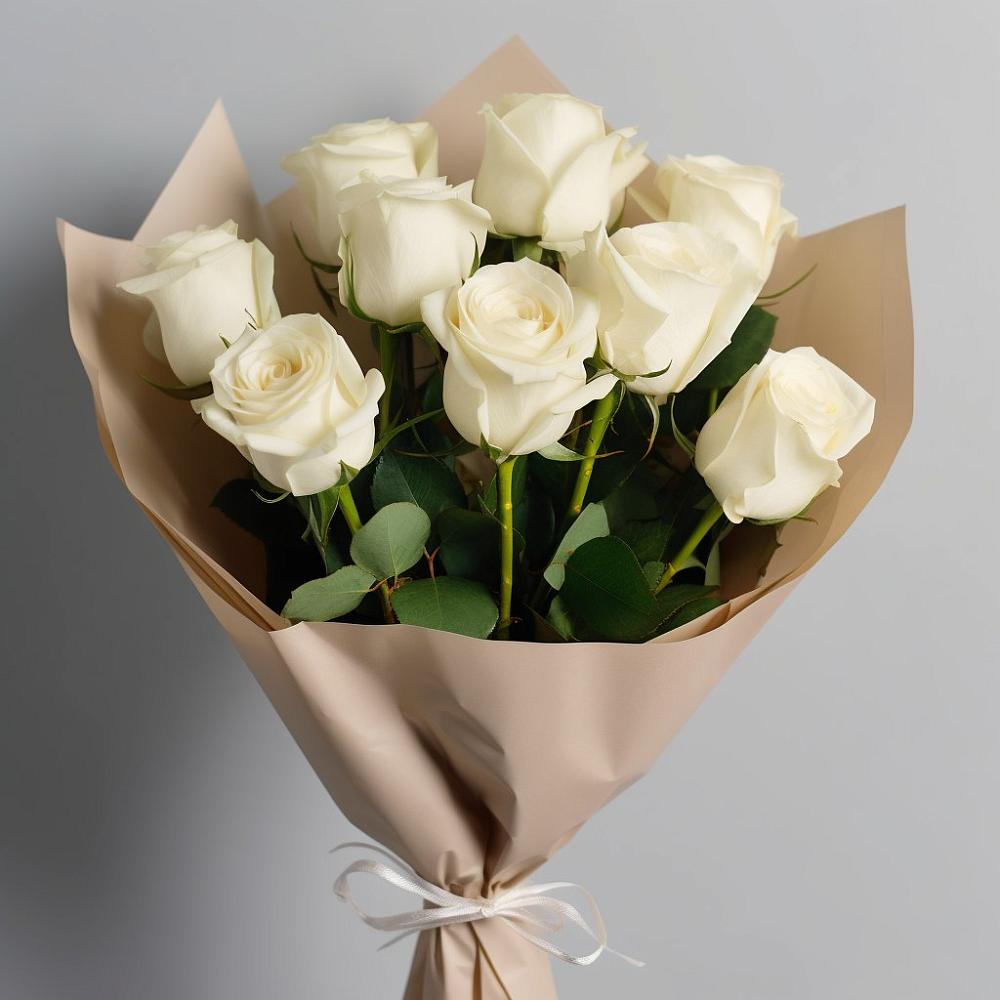 9 Белых роз Эдлесс Лав в Тумботино Букет 9 Белых роз Эдлесс Лав в Тумботино