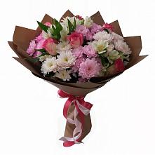 Букет Розовое очарование в Тумботино Букет цветов из:  Хризантемы, Альстромерии и Розы в Тумботино