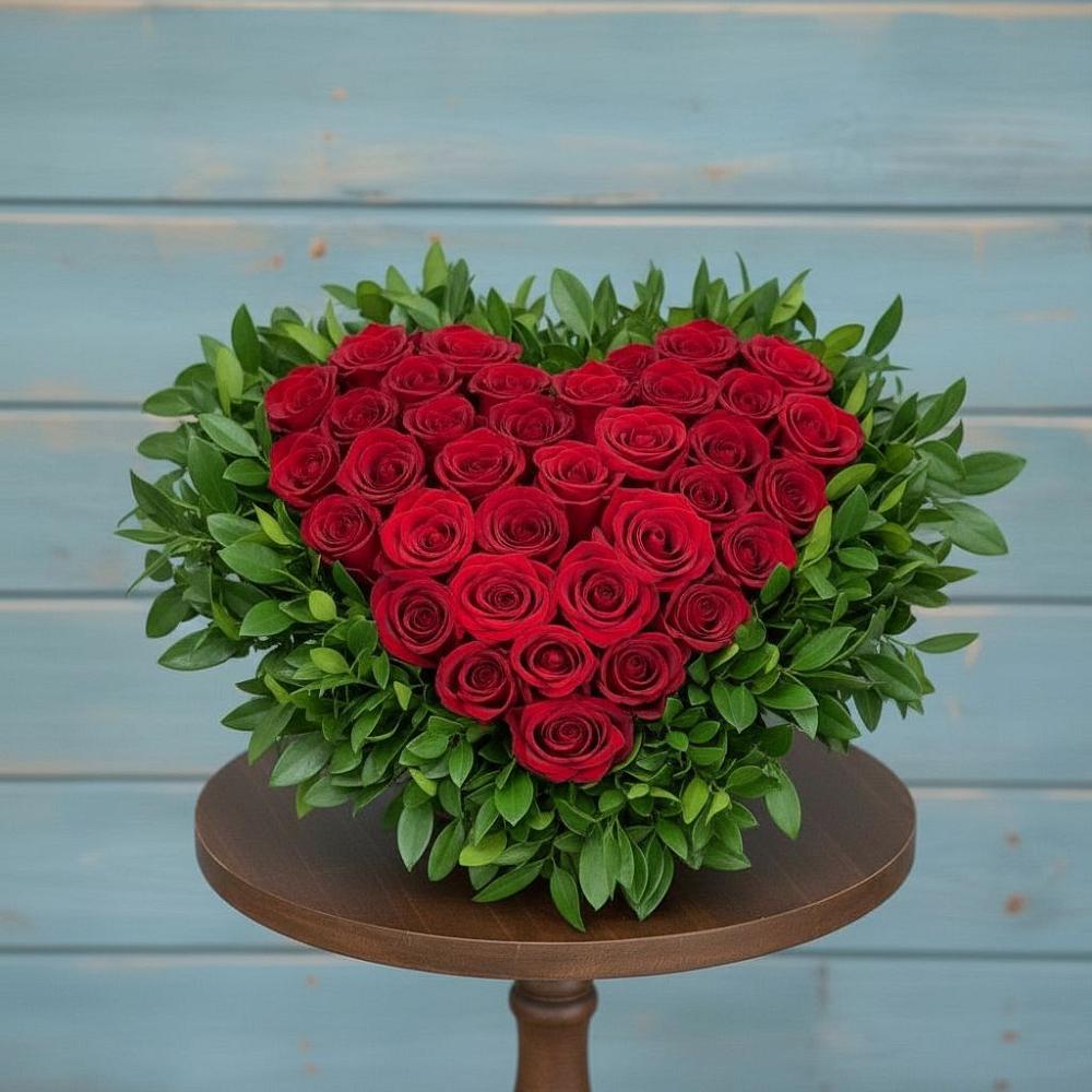 Цветочная композиция из Розы в виде сердца в Тумботино