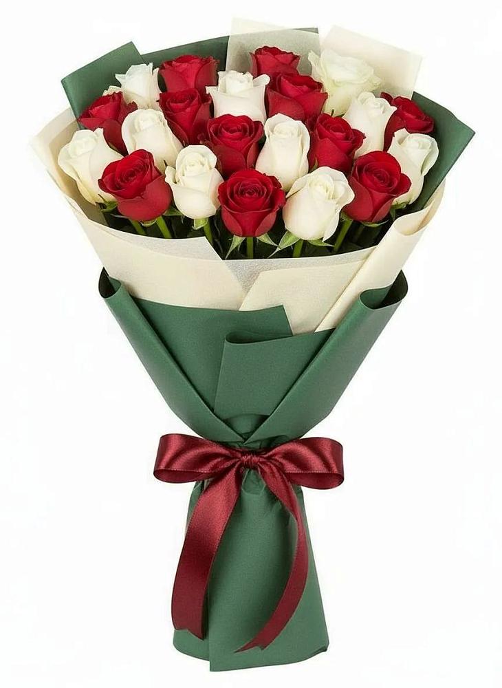 Микс из красных и белых роз в Тумботино Букет Микс из красных и белых роз в Тумботино