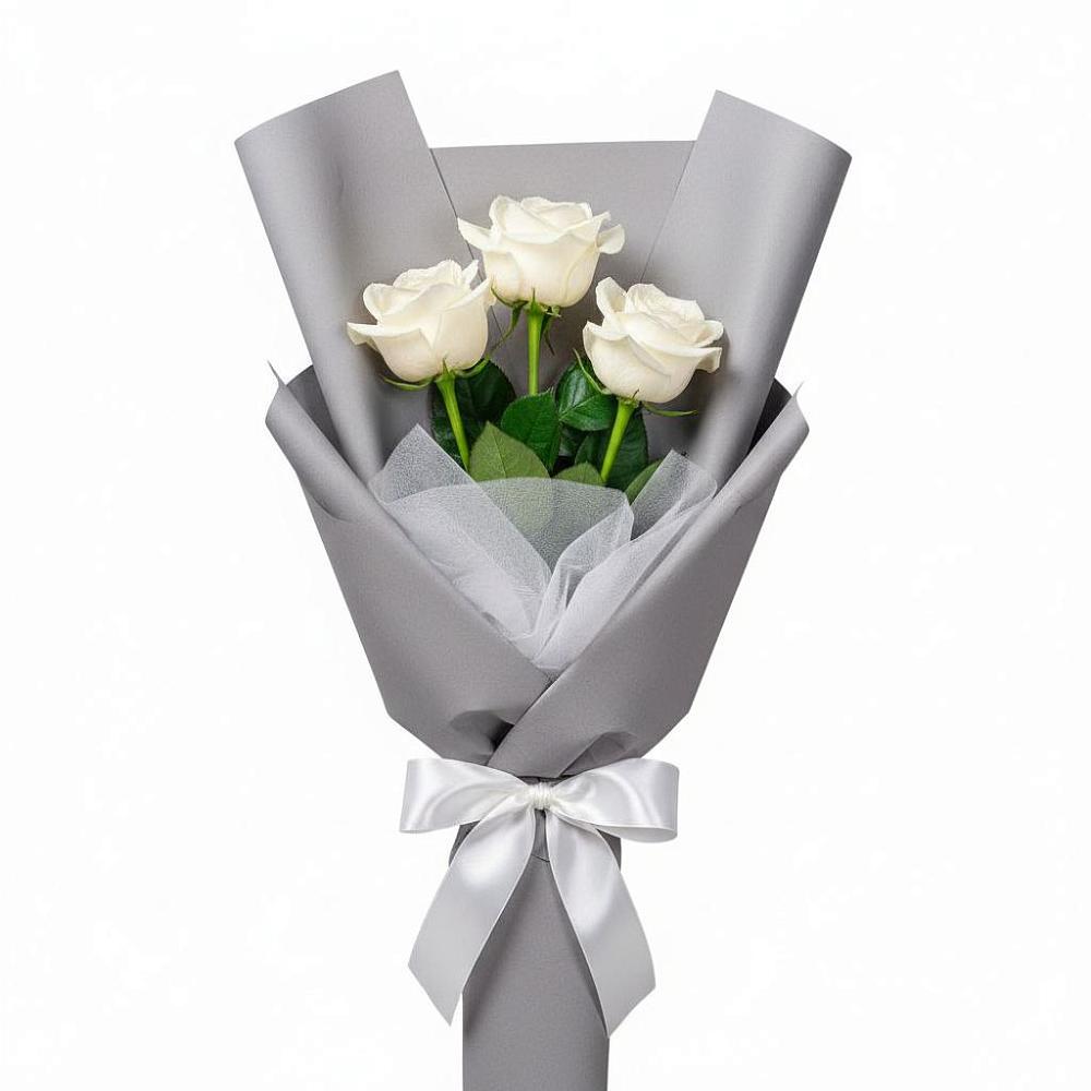 Букет 3 белые розы в Тумботино Букет 3 белые розы в Тумботино
