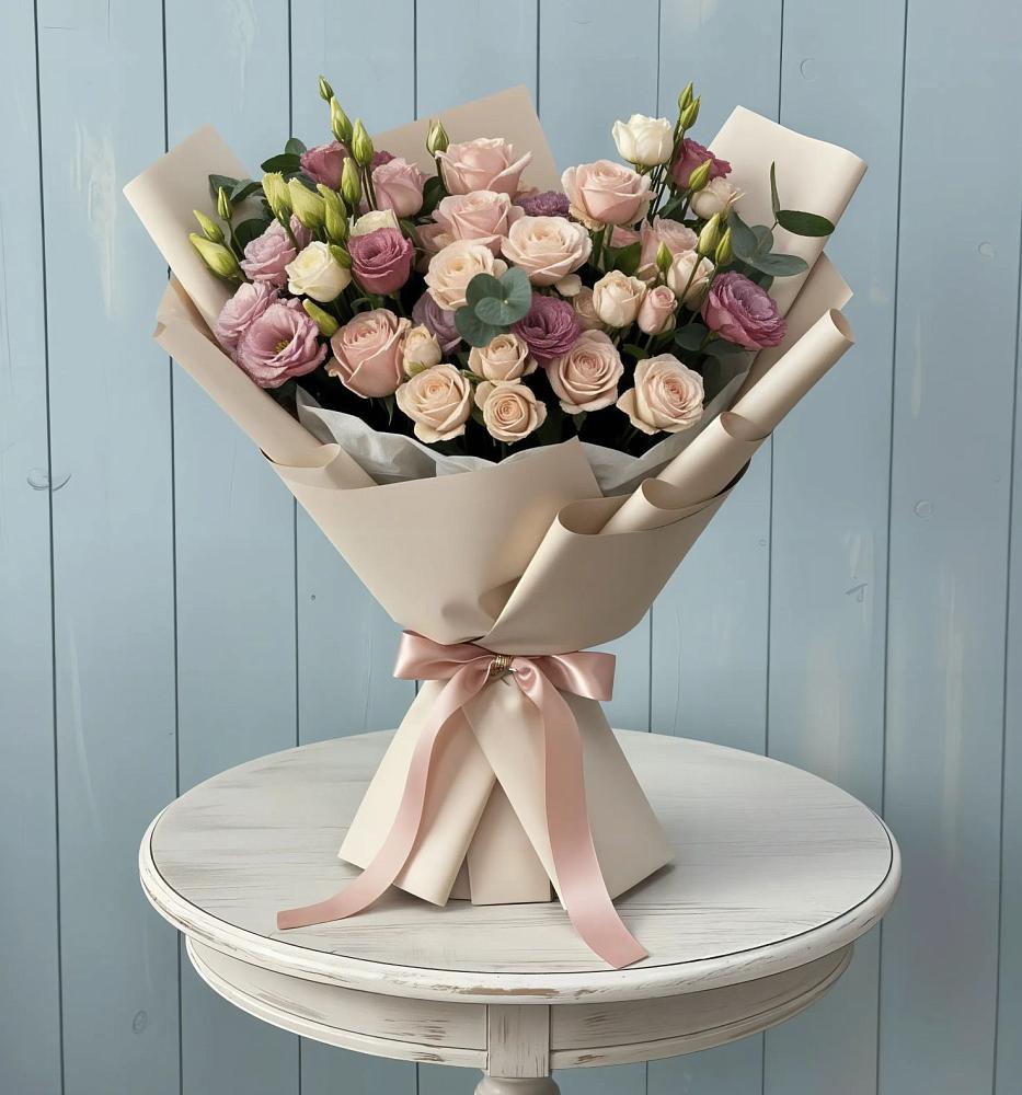 Букет цветов из: Розы и Лизиантусы в Тумботино