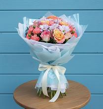 Букет Счастливые мгновение в Тумботино Букет цветов из:  Хризантемы и Розы в Тумботино